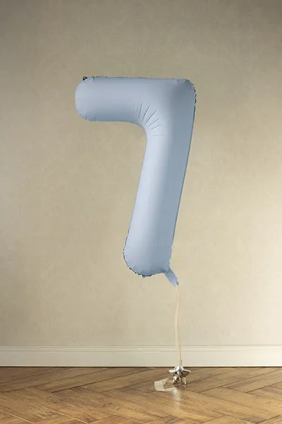 7 Jahre Figur Ballon Hellblau Matt Leer 86cm