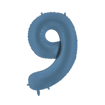 9 Jahre Figur Ballon Blau Matt Leer 86cm