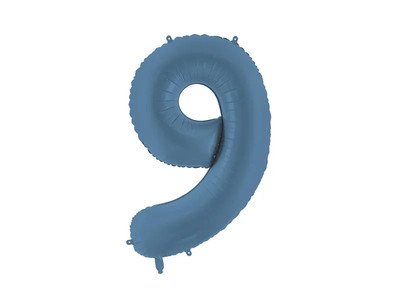 9 Jahre Figur Ballon Blau Matt Leer 86cm