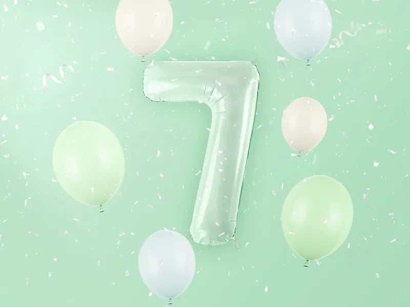 7 Jahre Figur Ballon Mintgrün Leer 72cm