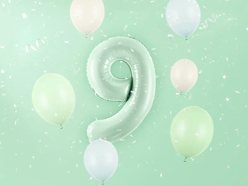 9 Jahre Figur Ballon Mintgrün Leer 72cm