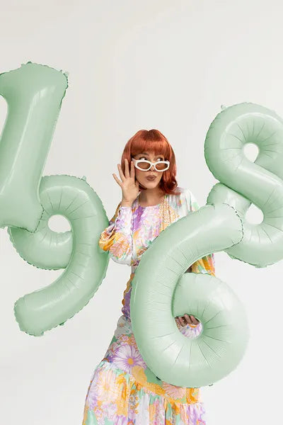 9 Jahre Figur Ballon Mintgrün Leer 72cm