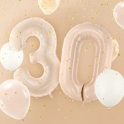 3 Jahre Figur Ballon Beige Glanz Leer 72cm