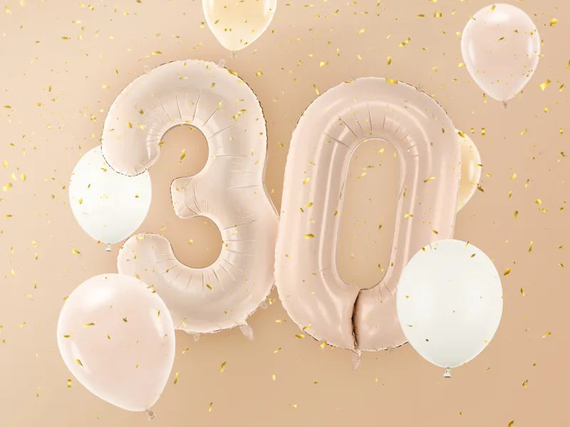 3 Jahre Figur Ballon Beige Glanz Leer 72cm