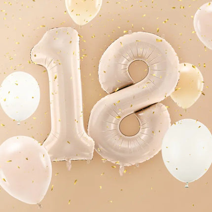 8 Jahre Figur Ballon Beige Glanz Leer 72cm