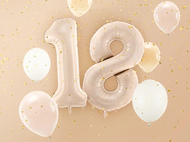 8 Jahre Figur Ballon Beige Glanz Leer 72cm