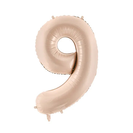 9 Jahre Figur Ballon Beige Glanz Leer 72cm