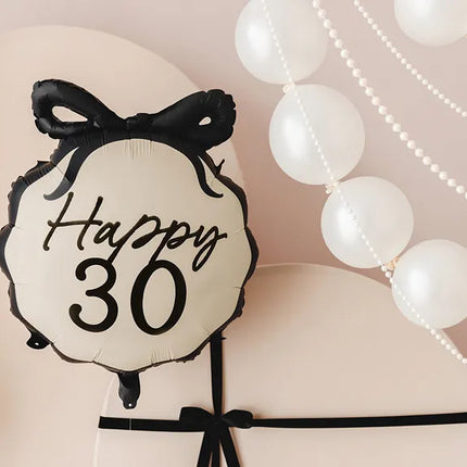 30 Jahre Helium Ballon Schwarz Weiß 53cm