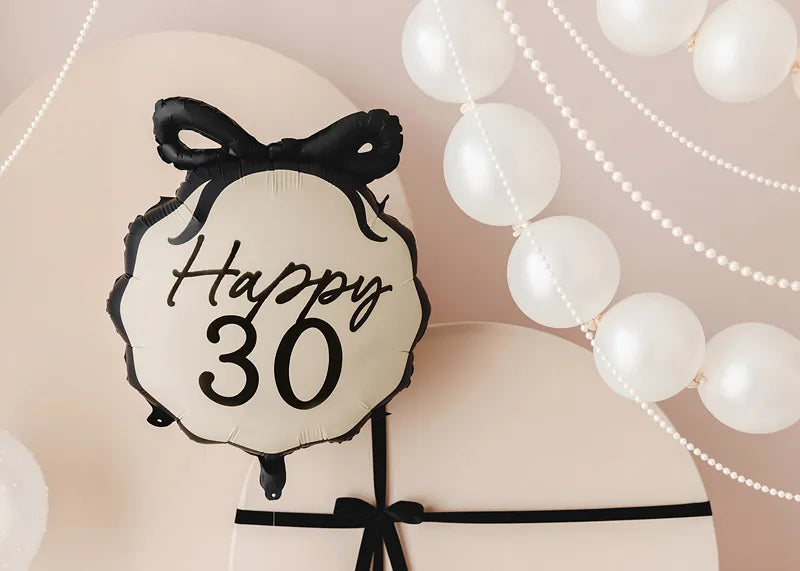 30 Jahre Helium Ballon Schwarz Weiß 53cm
