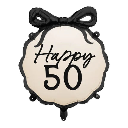 50 Jahre Helium Ballon Schwarz Weiß 53cm