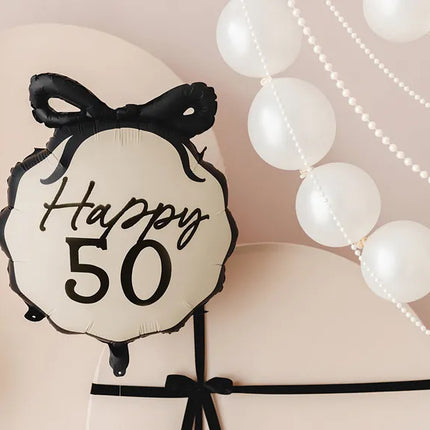 50 Jahre Helium Ballon Schwarz Weiß 53cm