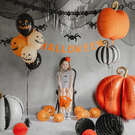 Kürbis Helium Ballon Schwarz Weiß Leer 39cm