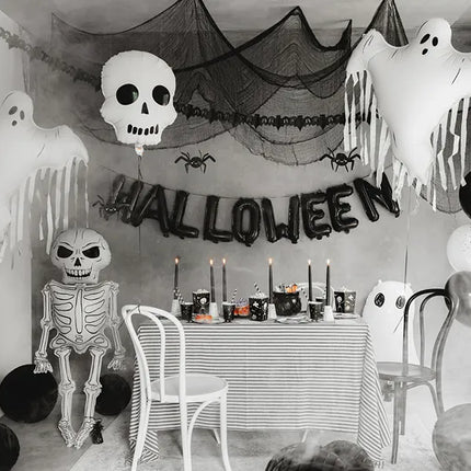 Halloween Heliumballon Weiß Schwarzer Totenkopf Leer 41cm