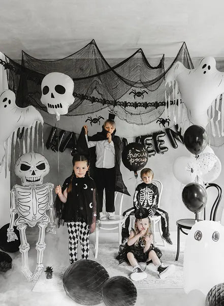 Halloween Heliumballon Weiß Schwarzer Totenkopf Leer 41cm
