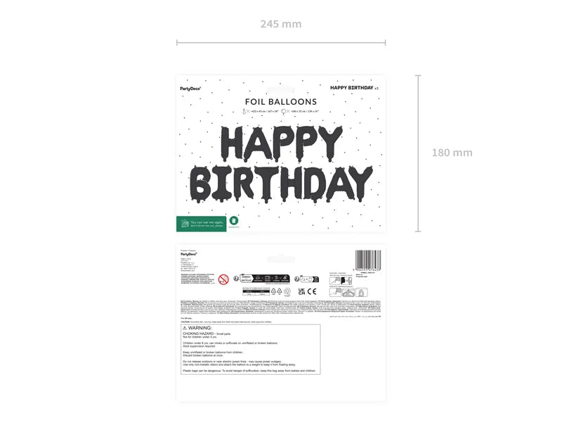 Happy Birthday Ballons Set Schwarz