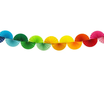 Regenbogen Girlande Papierfächer 2,5m
