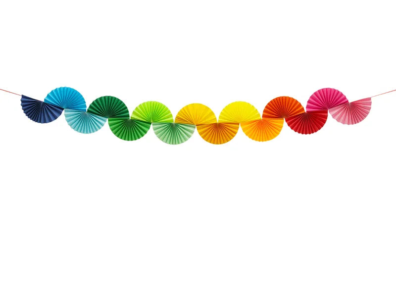 Regenbogen Girlande Papierfächer 2,5m