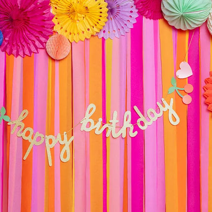 Happy Birthday Buchstabengirlande Gold mit Band 2m
