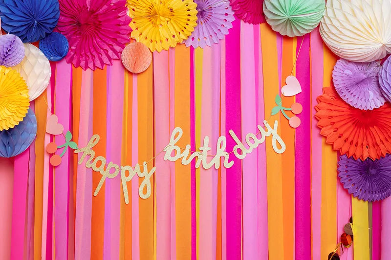 Happy Birthday Buchstabengirlande Gold mit Band 2m
