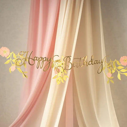 Happy Birthday Girlande Blumen 1,3m