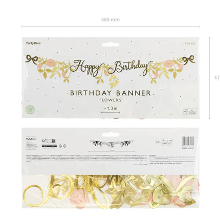 Happy Birthday Girlande Blumen 1,3m