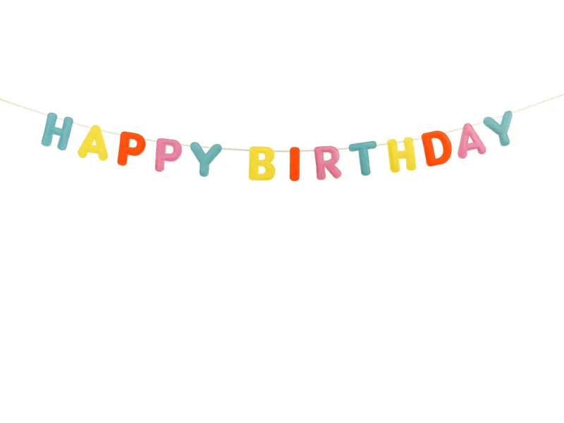 Happy Birthday Buchstabengirlande aus buntem Filz 3m