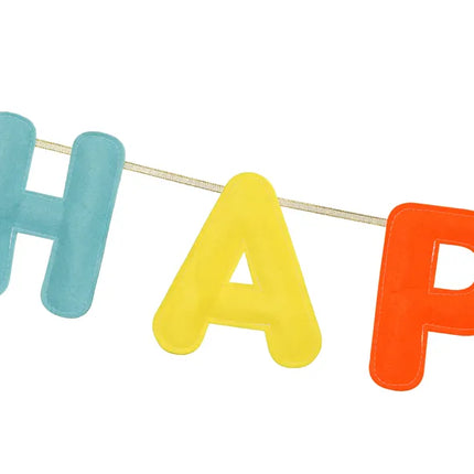 Happy Birthday Buchstabengirlande aus buntem Filz 3m