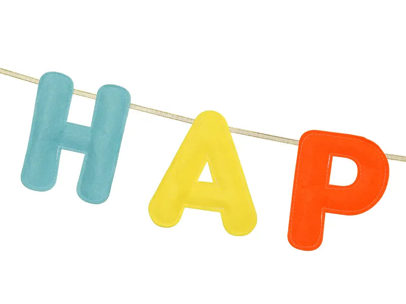 Happy Birthday Buchstabengirlande aus buntem Filz 3m