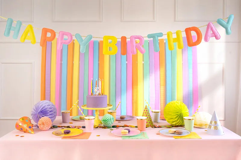 Happy Birthday Buchstabengirlande aus buntem Filz 3m