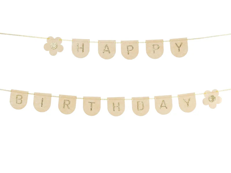 Happy Birthday Buchstabengirlande Gold Rosa 3m