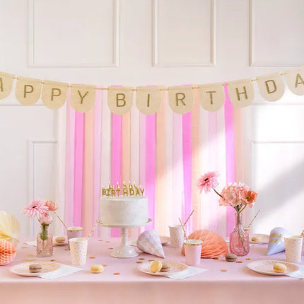 Happy Birthday Buchstabengirlande Gold Rosa 3m