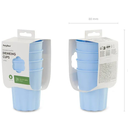 Blaue Plastikbecher 220ml 4Stk