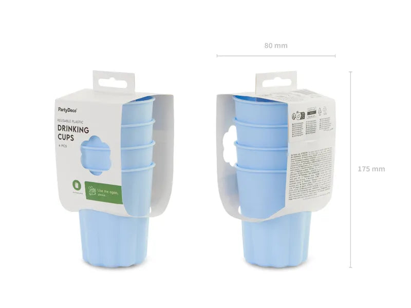 Blaue Plastikbecher 220ml 4Stk