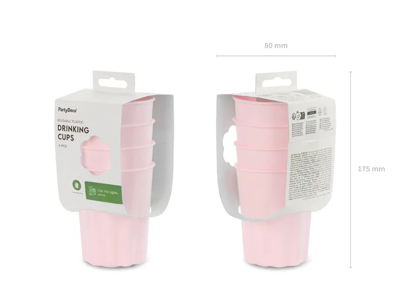 Rosa Plastikbecher 220ml 4 Stk
