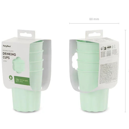 Türkisfarbene Plastikbecher 220ml 4 Stück
