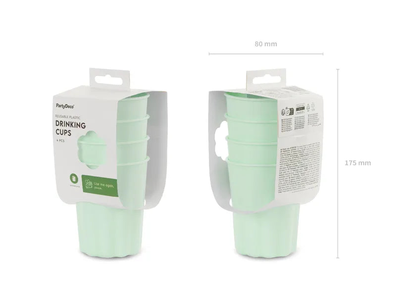 Türkisfarbene Plastikbecher 220ml 4 Stück