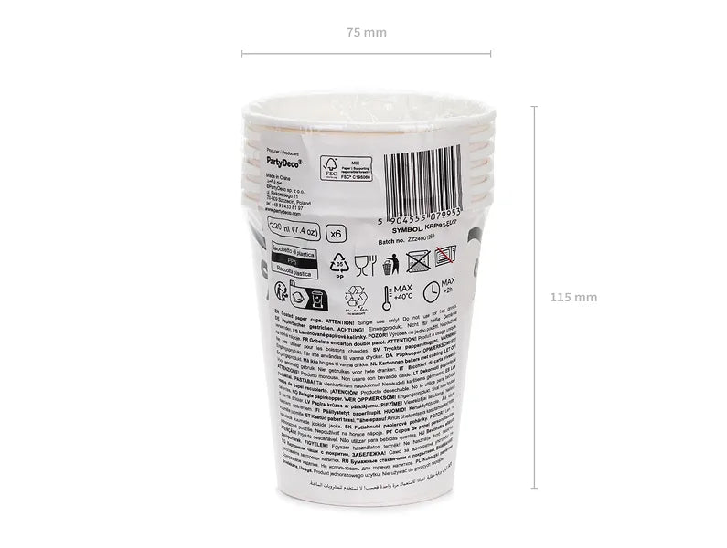 Schwarz-weiße Tassen Schleife 220ml 6 Stk