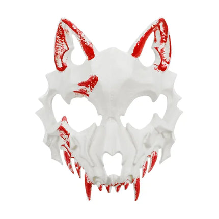 Wolfsmaske Weiß Rot
