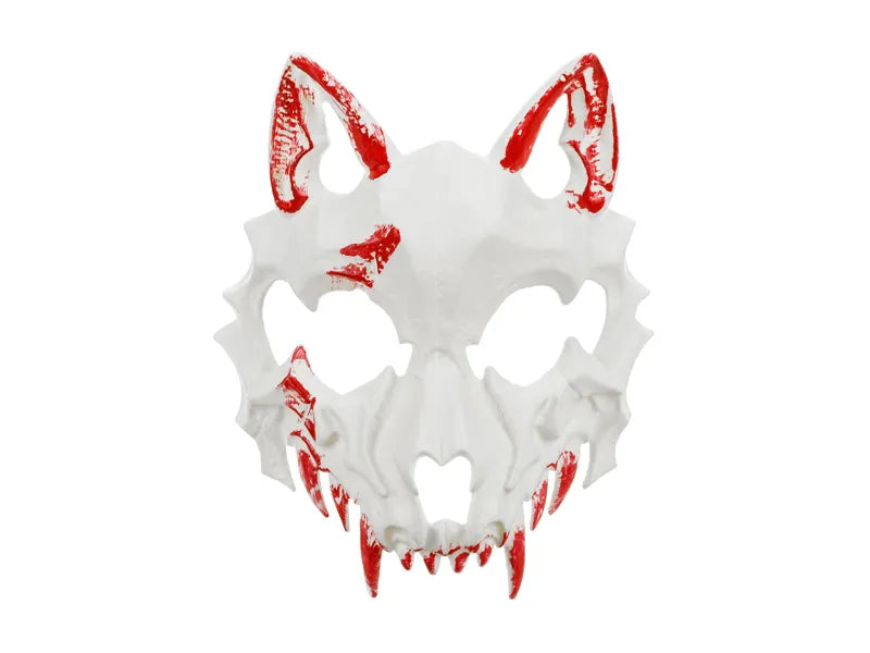 Wolfsmaske Weiß Rot