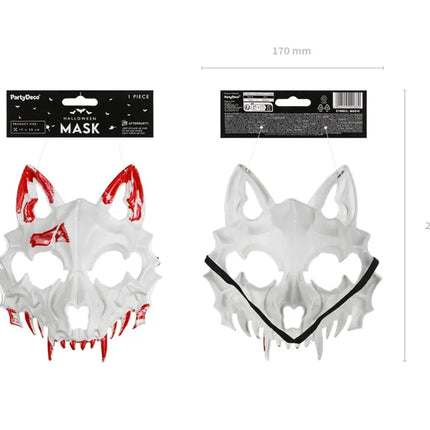 Wolfsmaske Weiß Rot