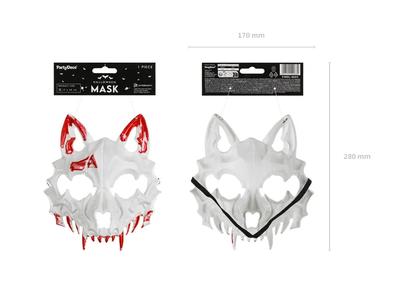 Wolfsmaske Weiß Rot