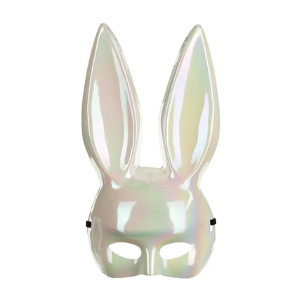 Kaninchenohren Maske Weiß schillernd