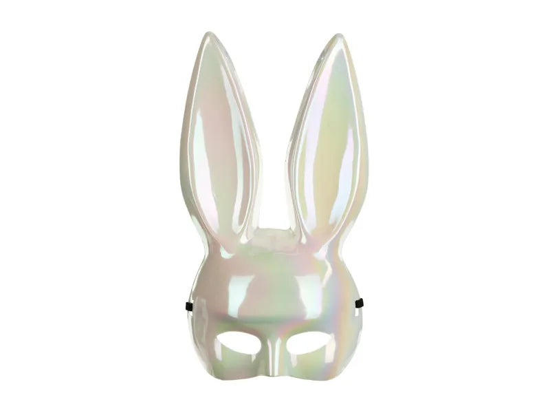 Kaninchenohren Maske Weiß schillernd