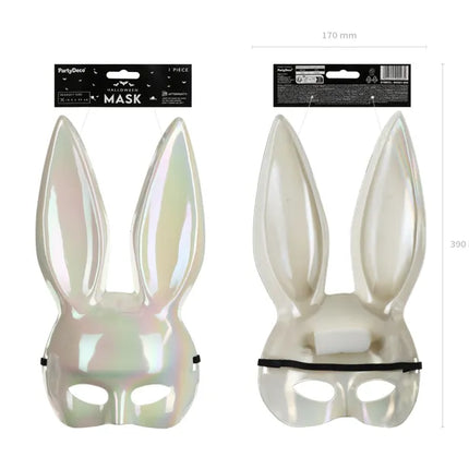 Kaninchenohren Maske Weiß schillernd