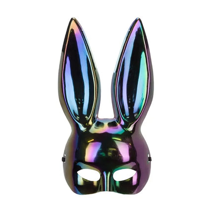 Kaninchenohren Maske Schwarz schillernd