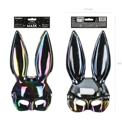 Kaninchenohren Maske Schwarz schillernd