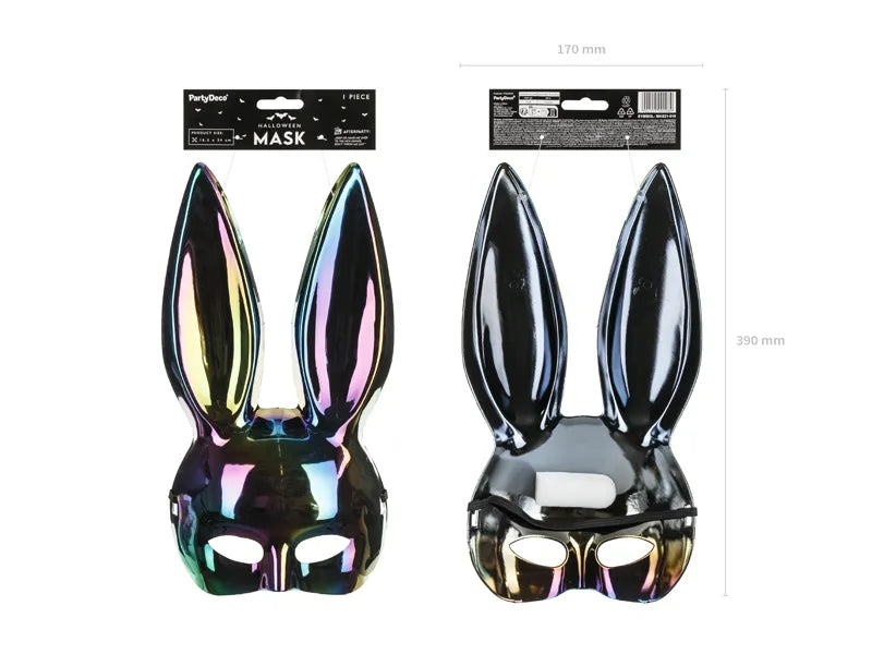 Kaninchenohren Maske Schwarz schillernd