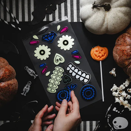 Dia De Los Muertos Aufkleber Gel Glow In The Dark 2 Stück
