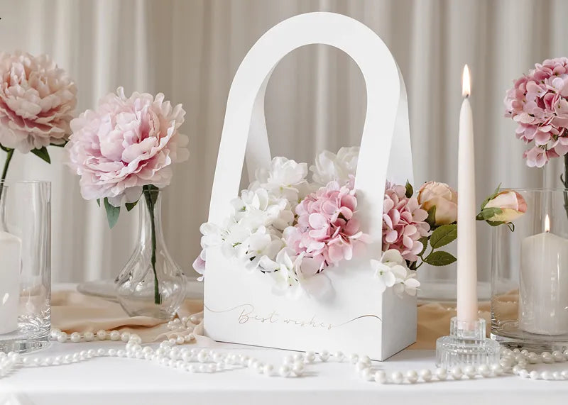 Weiße Party Box Blumenbox Beste Wünsche 38cm