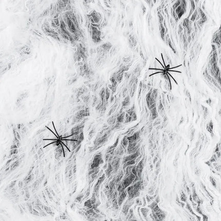 Halloween Spinnennetz Weiß Mit 2 Schwarzen Spinnen 200gr